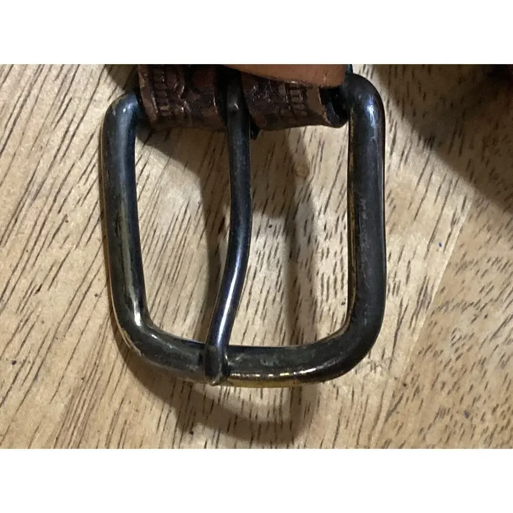 Tooled Men’s Leather‎ Belt Size 44 Brown Black Embossed